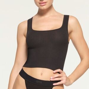 Skims Black Soot Ribbed Tank Top